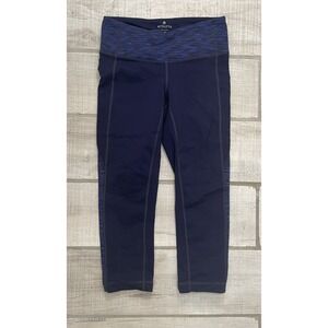 ATHLETA‎ Womens XS Navy Blue Wide Waistband Revelation Capri Splits Leggings